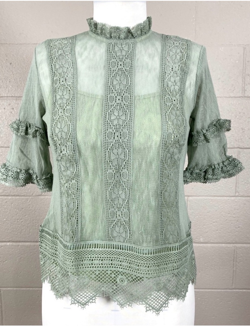 ANTHROPOLOGIE: Celadon Lace Top